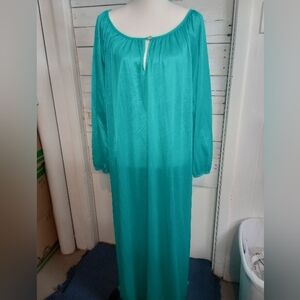 Vintage Woman Within Women's 1X Plus Size Boat Neck Keyhole NightGown